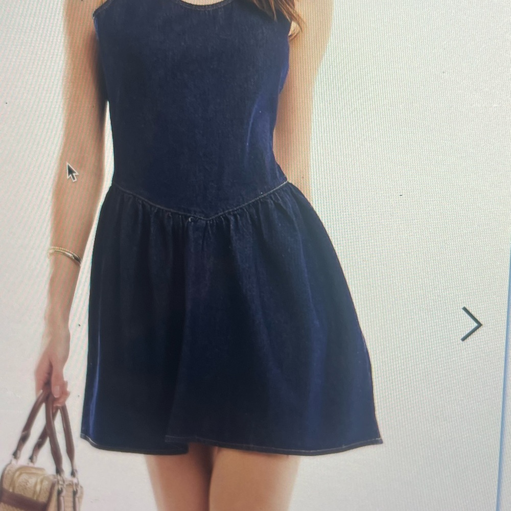 Dark denim drop waist mini dress